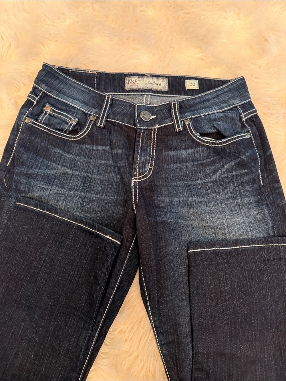 BKE Women's Dark Indigo Straight Capri Jeans